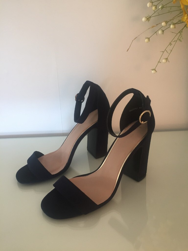 new look navy heeled sandals